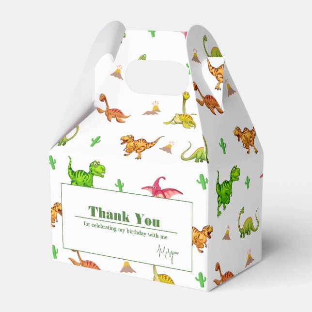Wild Jungle Dinosaur Adventure Kids Birthday Favor Box (Front Side)