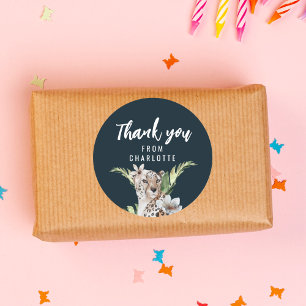 Wild Jungle Leopard Animal    Birthday Thank You Classic Round Sticker