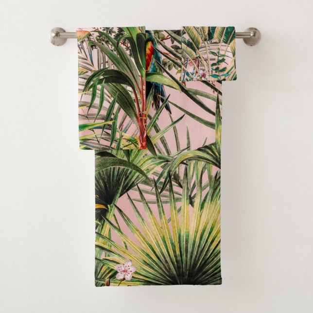 Wild jungle paradise bath towel set (Insitu)