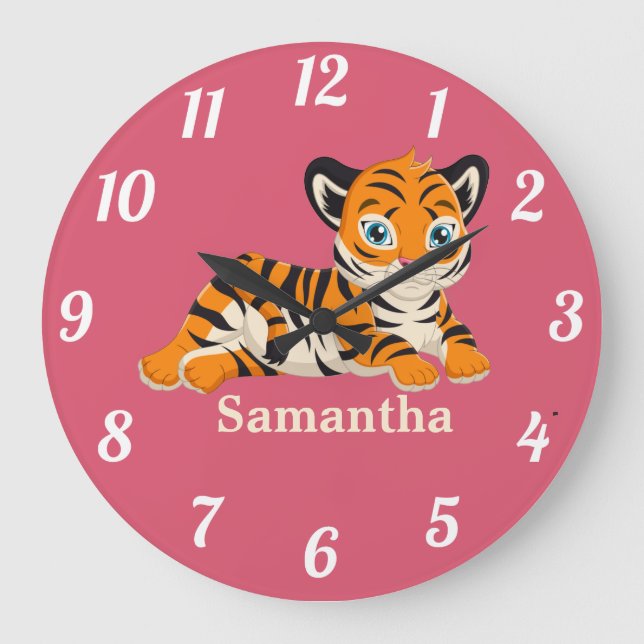 Wild Jungle Safari Animals baby Large Clock (Front)