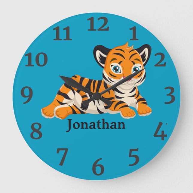 Wild Jungle Safari Animals baby Large Clock (Front)