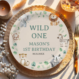 Wild Jungle Safari Animals Birthday Paper Plate