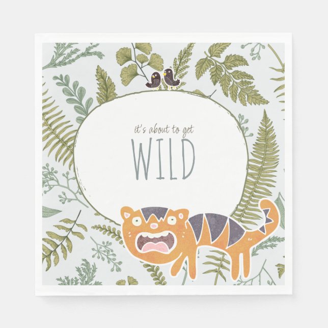 Wild Jungle Safari Animals Botanical Baby Shower Napkin (Front)