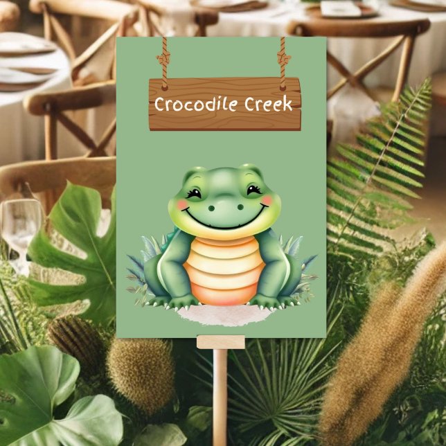 Wild Jungle Safari Crocodile Creek Table Sign Table Number (Creator Uploaded)