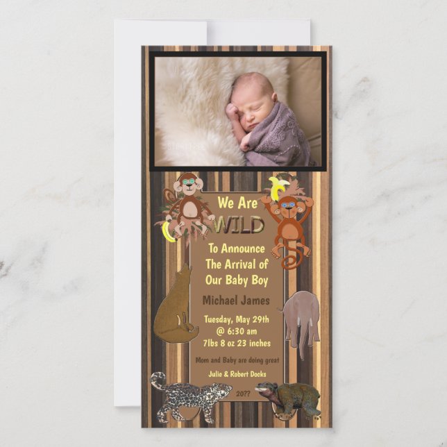 Wild Jungle Stripes Birth Announcement (Front)