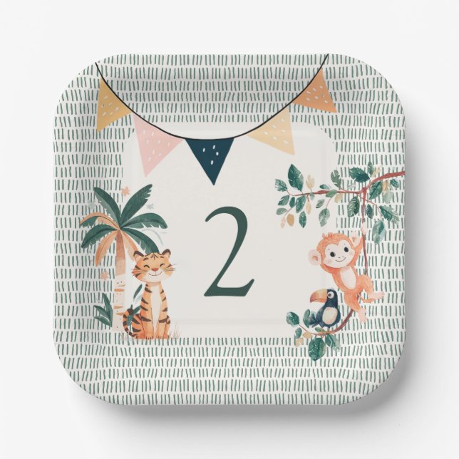 Wild Jungle Theme Birthday Party Paper Plate (Front)