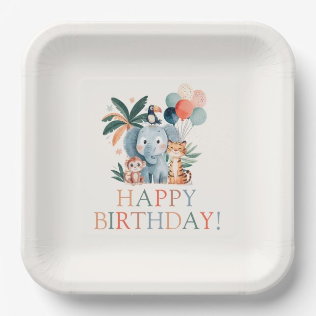 Wild Jungle Theme Birthday Party Paper Plate (Front)