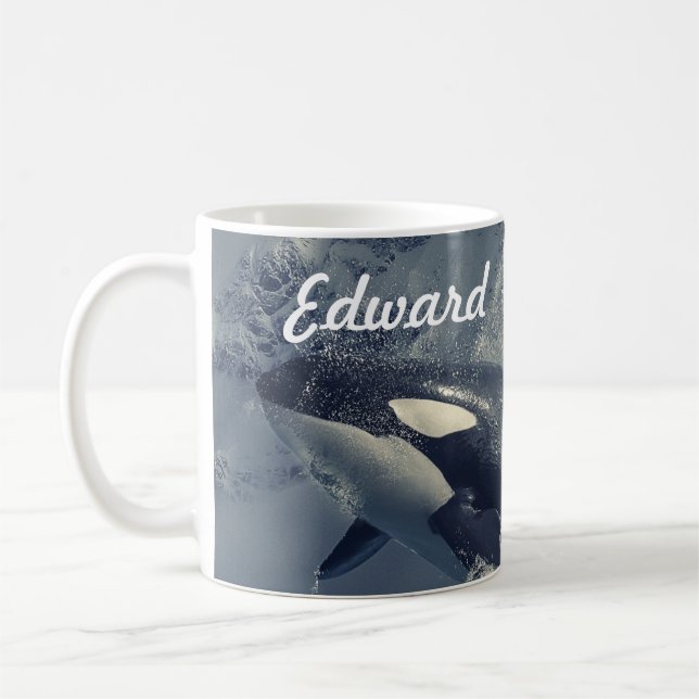 Wild Killer Whale Jumping Coffee Mug (Left)