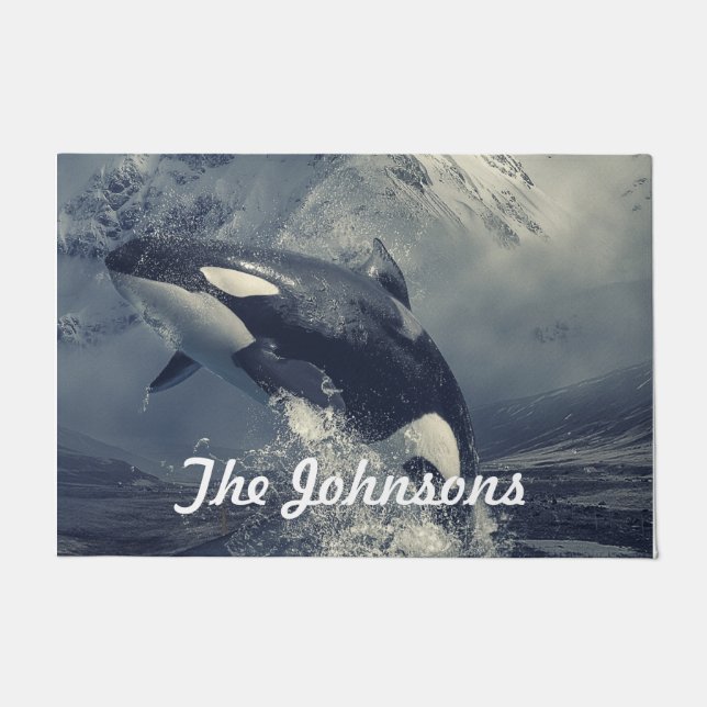 Wild Killer Whale Jumping Doormat (Front)