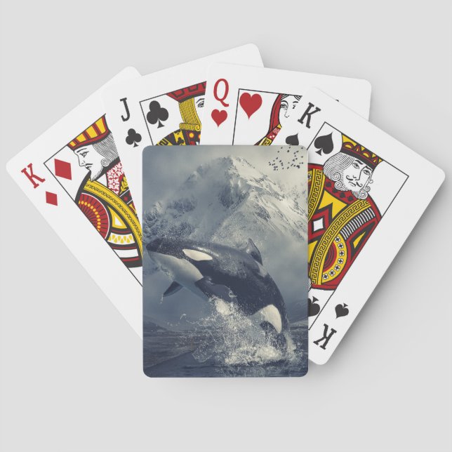 Wild Killer Whale Jumping Playing Cards (Back)