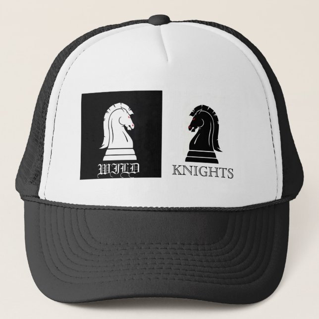 Wild Knights Black & White Chess Mens Hat (Front)