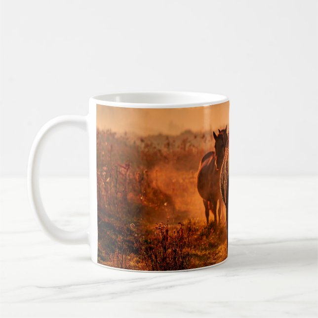 wild konik horses wich came running straight towar coffee mug (Left)