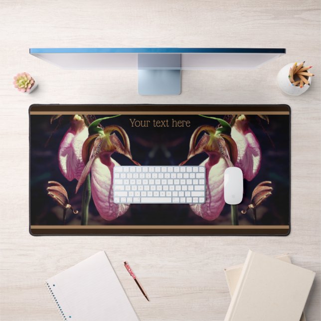 Wild Lady Slipper Orchids Close Up Personalized Desk Mat (Office 1)