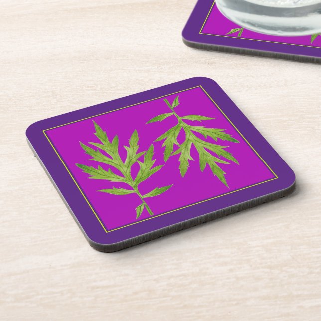 Wild Leaves on a Coaster Set (2) (Left Side)