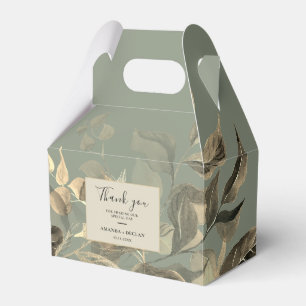 Wild Leaves Sage Green Floral Wedding  Favor Box
