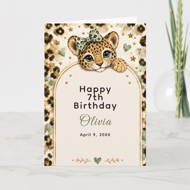 Wild Leopard 12th Birthday Party Card (Front)