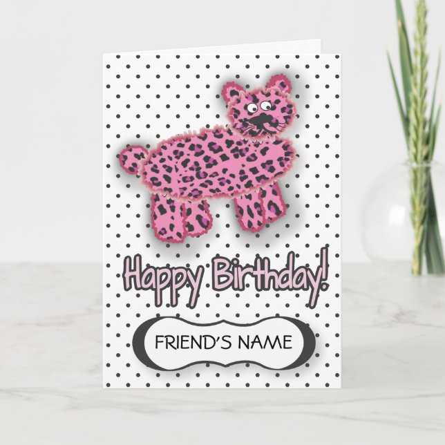 WILD Leopard Birthday Card Pink (Front)