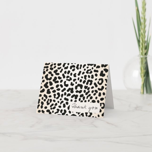 Wild Leopard Cheetah Personalized Inscription Thank You Card (Front)