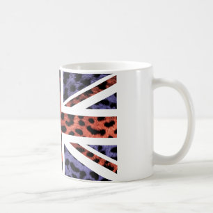 Wild Leopard Fur Pattern Jack British(UK) Flag Coffee Mug