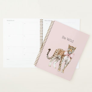 Wild Leopard Pink Bow Planner