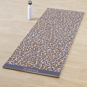 Wild Leopard Print-Blue and Brown- Yoga Mat