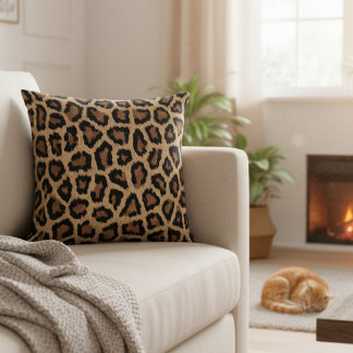 Wild Leopard Print Decorative Throw Pillow