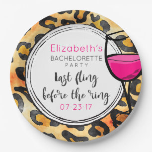 Wild Leopard Spots Pattern Last Fling Bachelorette Paper Plate