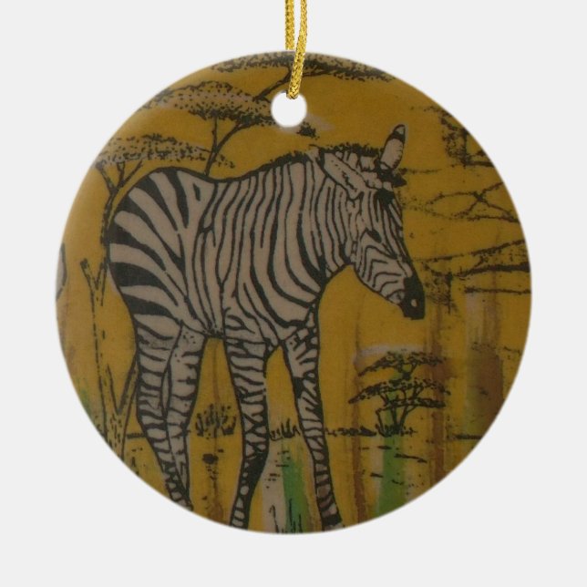 Wild Life Kenya African Safari Zebra.png Ceramic Ornament (Front)