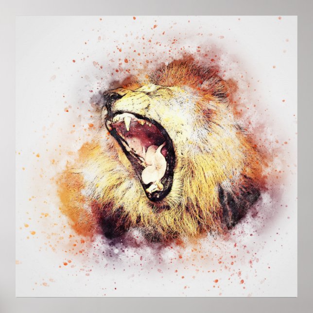 Wild Lion Safari Jungle Artwork Photo Poster (Front)