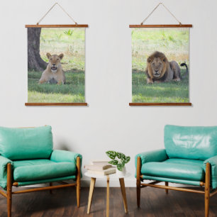 Wild Lions on the Forest Hanging Tapestry