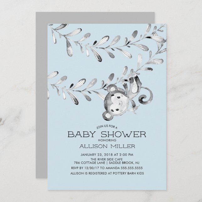 Wild Little Monkey baby Shower Invitation (Front/Back)
