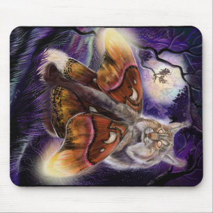 Wild Luminessense Moth Winged Lynx Mouse Pad