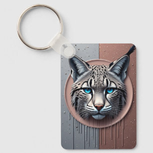 Wild Lynx Geometric Face With Modern Details Keychain