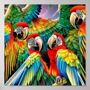 Wild Macaw Birds Poster