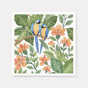 Wild Macaw Jungle Tropical Watercolor Napkin