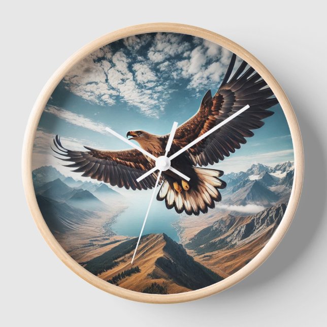 Wild Majesty Clock  Elegant Eagle Timepiece   (Front)