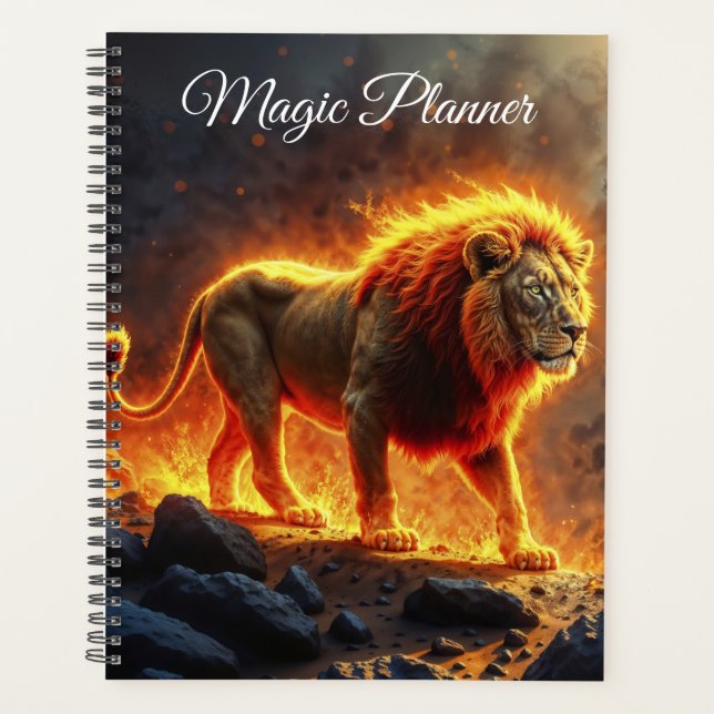 Wild majesty fire lion powerful lava predator  planner (Front)