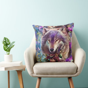 Wild Majesty Wolf Throw Pillow