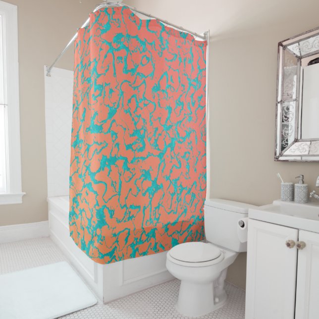 Wild Marble 6 - Living Coral and Turquoise (In Situ)