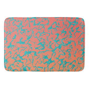 Wild Marble 6 - Living Coral and Turquoise Bath Mat