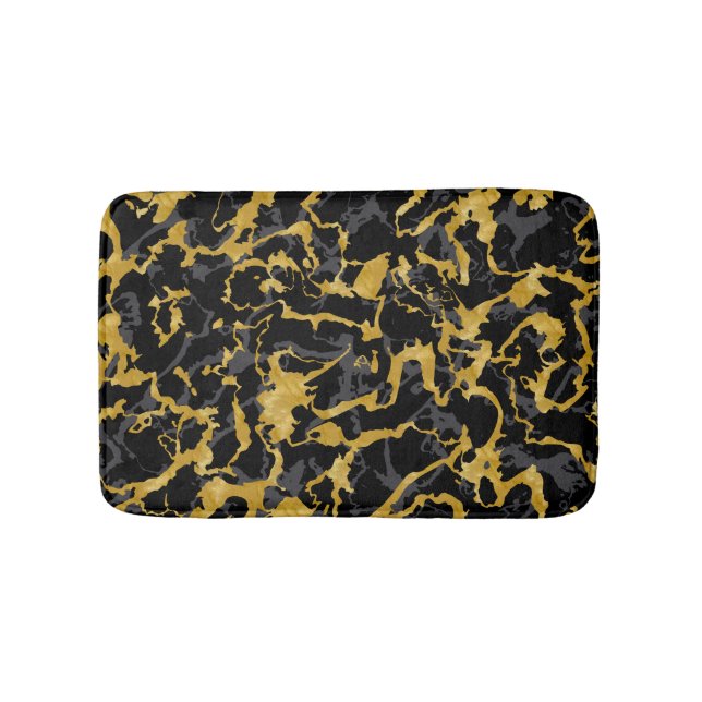 Wild Marble 8 - Black and Gold,Grey Bath Mat (Front)