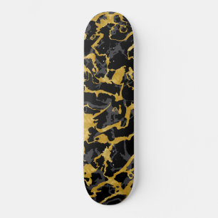 Wild Marble 8 - Black and Gold,Grey Skateboard