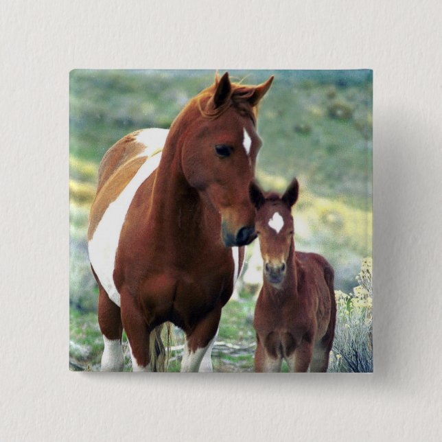 Wild Mare and Foal Button (Front)