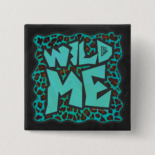 Wild Me Brown and Teal Leopard Design 2 Inch Square Button