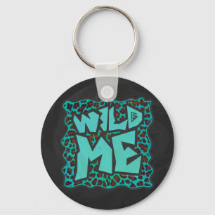 Wild Me Brown and Teal Leopard Design Keychain