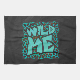 Wild Me Brown and Teal Leopard Design Kitchen Towel