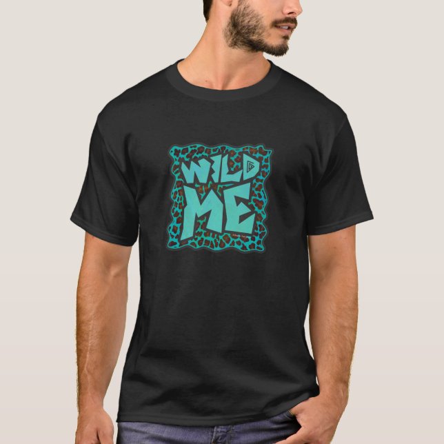Wild Me Brown and Teal Leopard Design T-Shirt (Front)