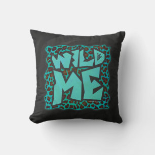 Wild Me Brown and Teal Leopard Design Throw Pillow