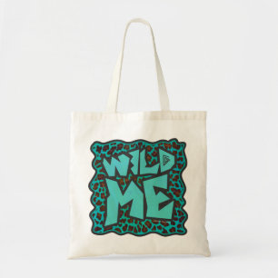 Wild Me Brown and Teal Leopard Design Tote Bag