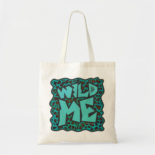 Wild Me Brown and Teal Leopard Design Tote Bag (Front)